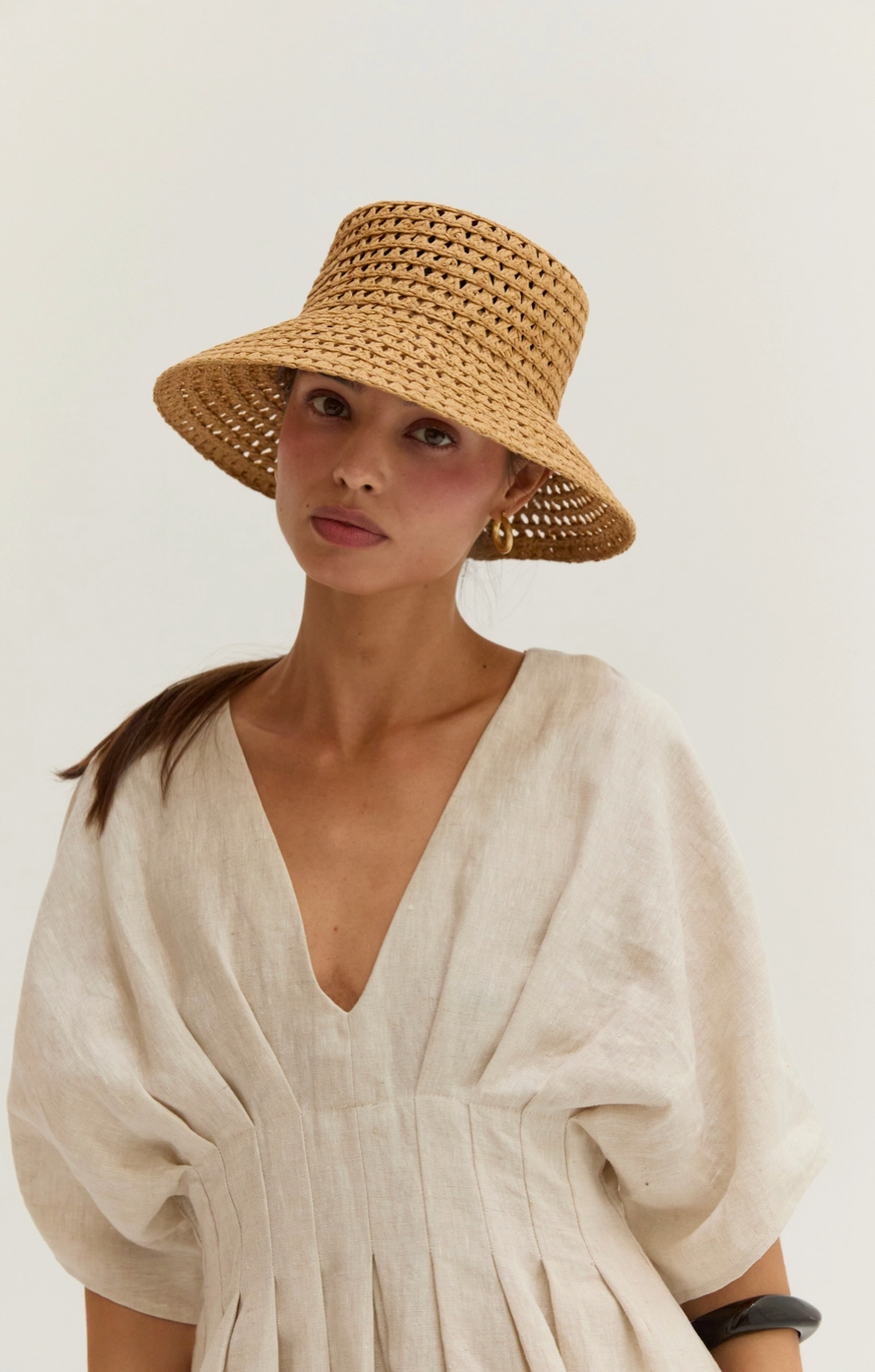 Thea Pleated Linen Dress